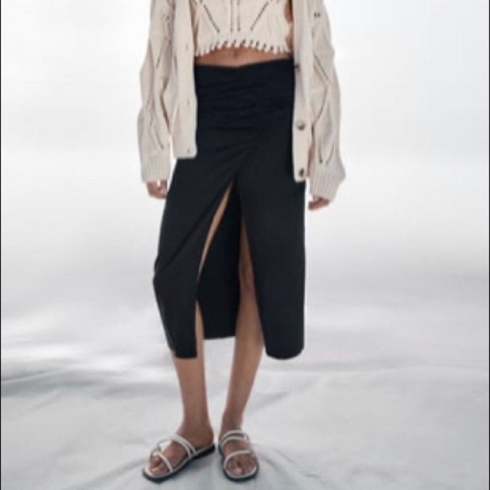 Zara Draped Midi Skirt with a Slit